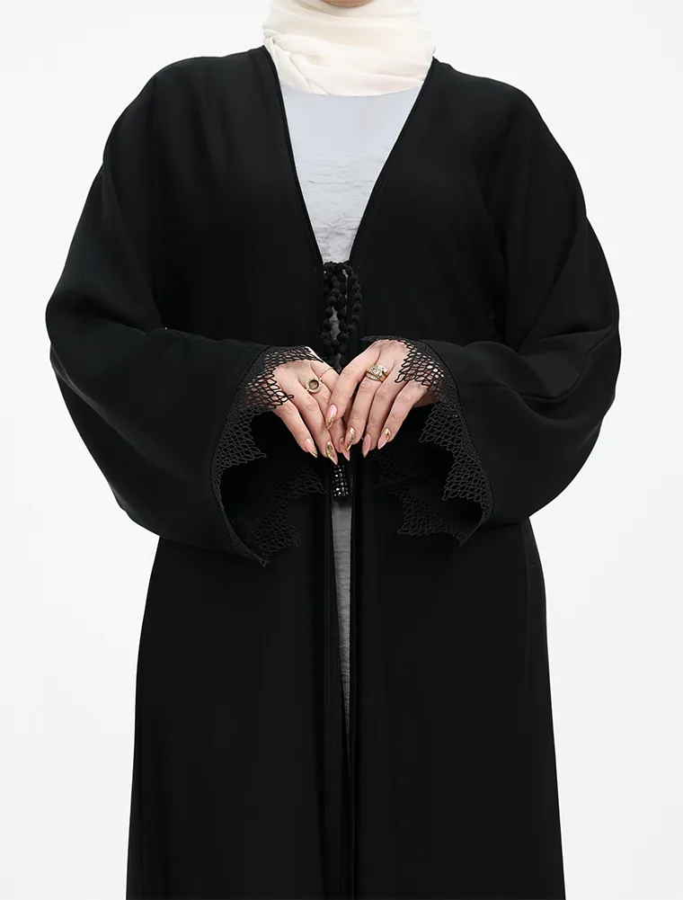 Black Fiza Kimono Abaya 